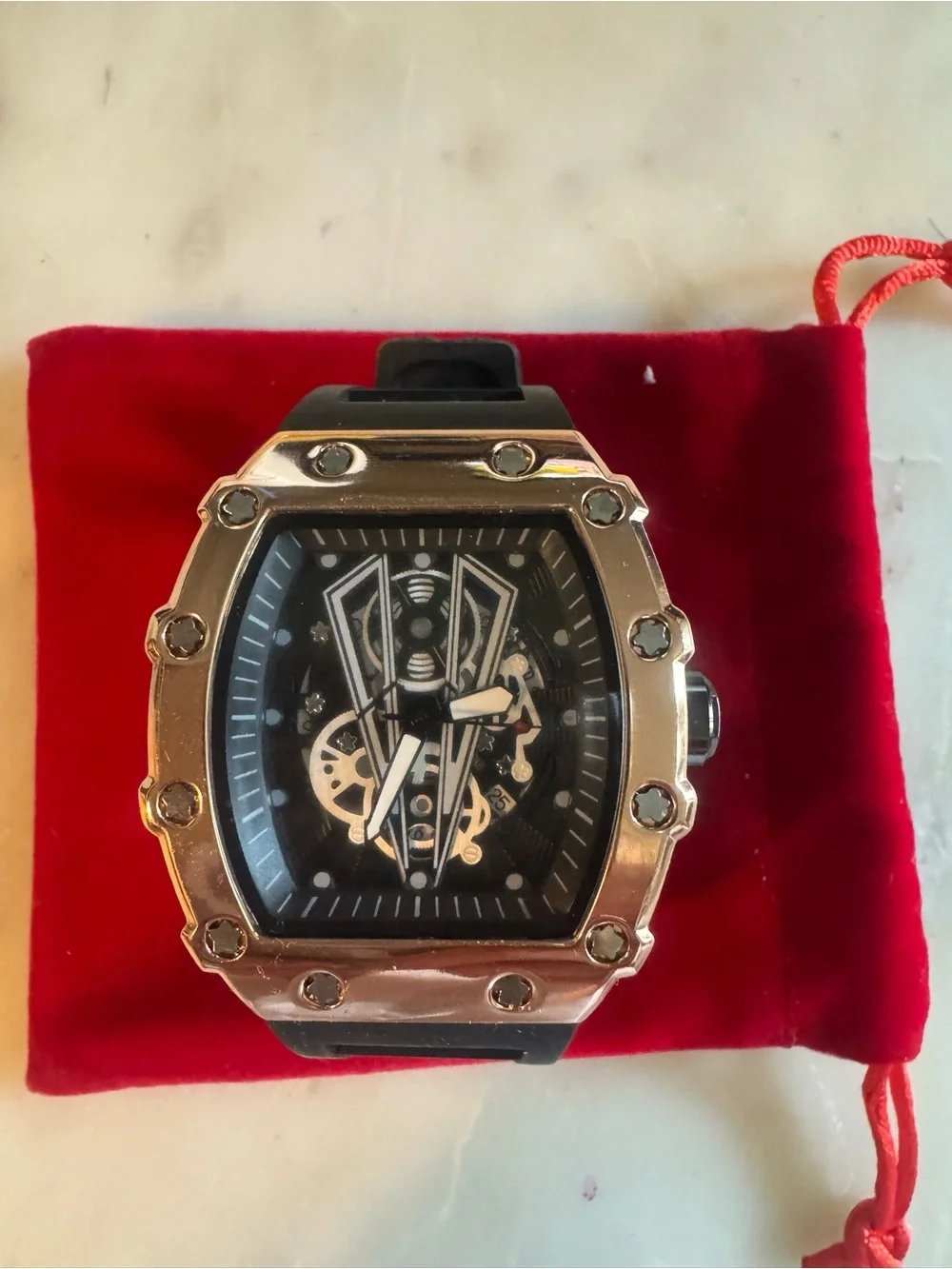 Black Men’s Mechanical-Style Sport Watch
